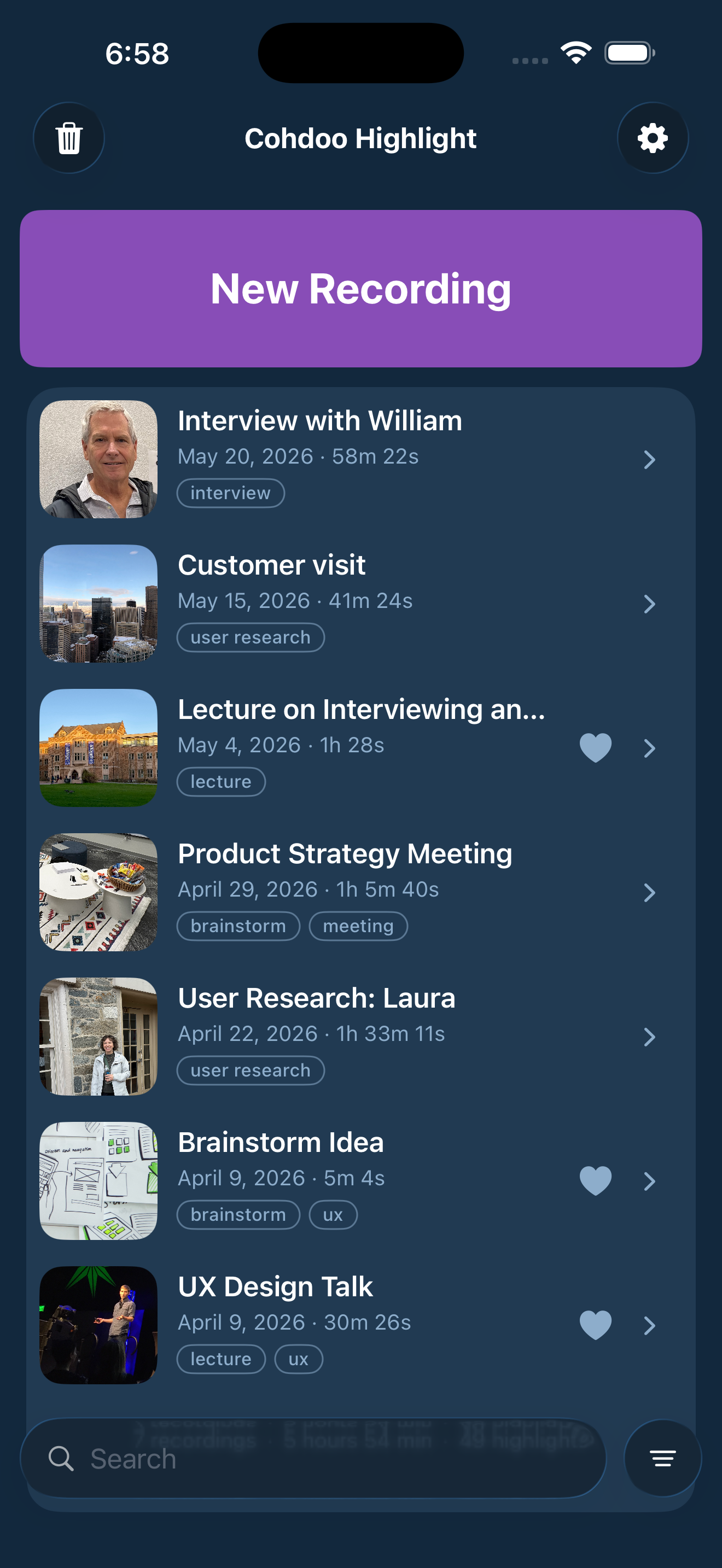 Highlight library screen
