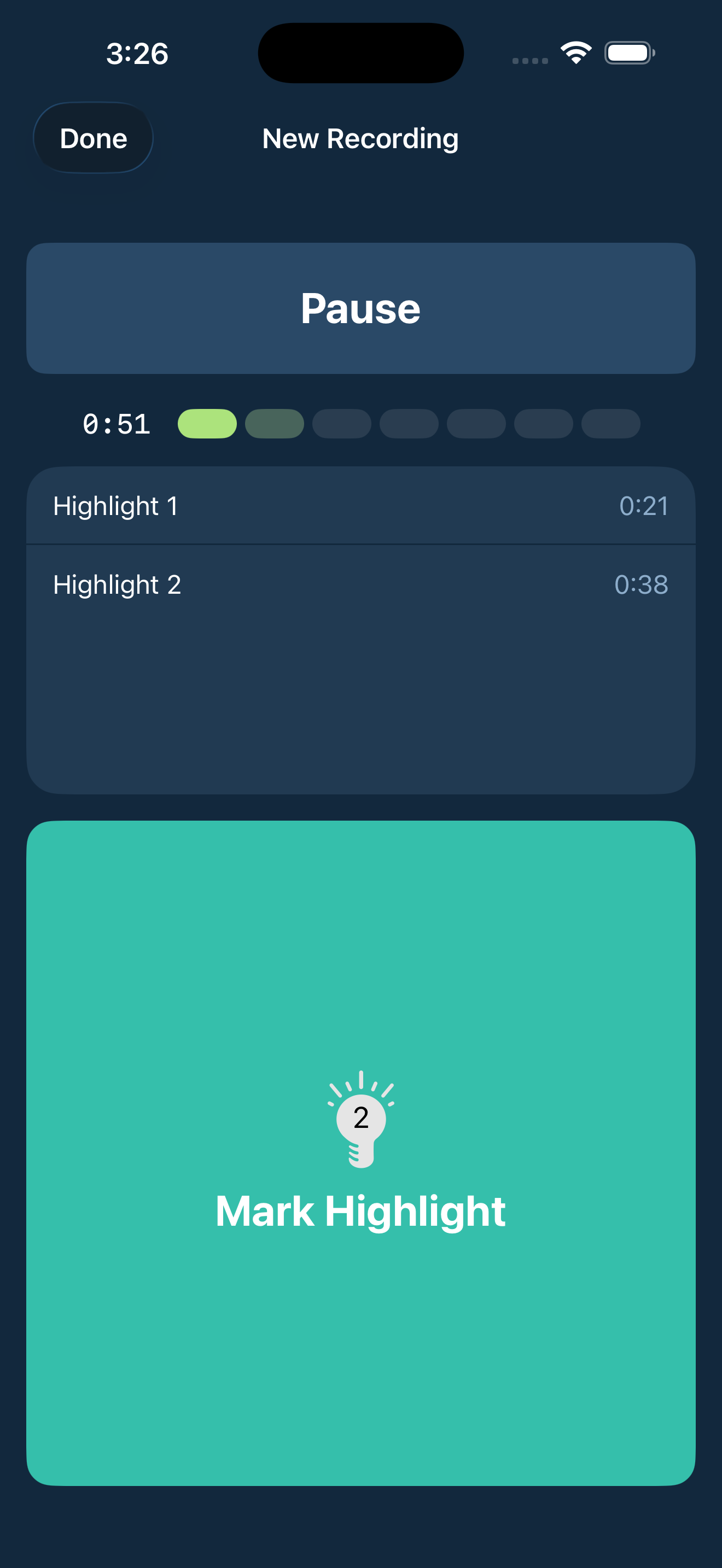 Marking a highlight while recording